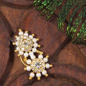 BAGUE NEZ EN PERLE INDIENNE TRADITIONNELLE ET À LA MODE PLAQUÉ OR NATH NATHANI MARIAGE FEMME NATH NATHANI BIJOUX FEMMES - Product Image 3