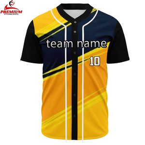 เสื้อเบสบอลแบบกำหนดเอง ระบายอากาศได้ดี ไซส์ใหญ่ พิมพ์ลายแบบซับลิเมชั่น ป้องกันแบคทีเรีย คอวี สำหรับทุกเพศ ใส่ชื่อทีมและหมายเลขได้ - Product Image 1