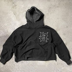 OEM & ODM Streetwear personnalisé en détresse recadrée voyage cordon unisexe surdimensionné lavage à l'acide femmes hommes sweatshirts de haute qualité - Product Image 3