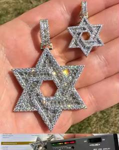 Magen Star David Joyería fina Colgantes y dijes Plata de Ley 925 Vermeil Passes Diamond Tester Hip Hop Jewelry MOISSANITE - Product Image 1