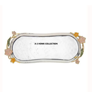 Bandeja de mármol para servir con asas de hierro, accesorios de cocina para fiestas, aperitivos rectangulares elegantes para bodas - Product Image 2