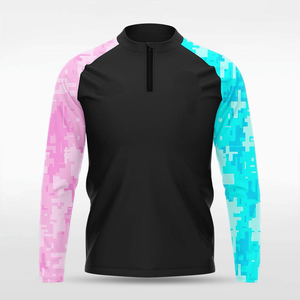 <b>Long</b> <b>Sleeve</b> <b>Men's</b> Quarter Zip Printed Customizable Performance Athletic Shirts Wicking Lightweight for <b>Running</b> Workouts - Product Image 3