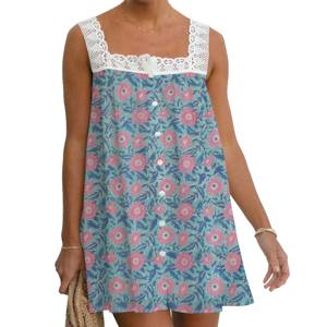 Belle robe en coton pour femmes faite à la main, légère, imprimée en bloc, tuniques indiennes, silhouette ample élégante, décontractée pour l'été, naturelle - Product Image 1