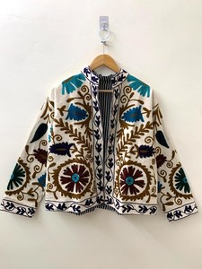 Bohemian Cotton Embroidered <b>Jacket</b> Suzani Overcoat Suzani Embroidered Short <b>Jacket</b> Gift For Her/Mom - Product Image 3