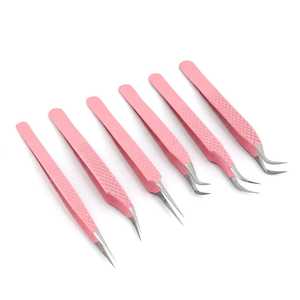 Nouvelles pinces à épiler professionnelles en acier inoxydable avec logo personnalisé, précision 45 90 degrés, pointe en fibre diamantée, volume pointu - Product Image 1