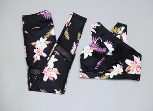 High Quality Mid Waist Fancy Floral Printed Breathable Quick Dry Women's Fitness Gym Sport <b>Lace</b> Yoga <b>Leggings</b> for Yoga & Workout - Product Image 6