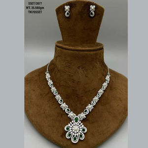 Collier pendentif en Zircon de pierre précieuse noire de mariée ensemble de bijoux de luxe en argent Sterling 925 Zircon bijoux collier boucles d'oreilles ensemble - Product Image 2