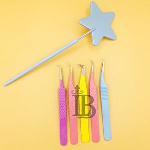 Pinces à extensions de cils Star Mirror mink, pinces de couleur personnalisée, pinces de haute qualité, emballage avec logo, pointe en fibre gratuite - Product Image 1