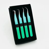 Pince à épiler professionnelle Abonnie en acier inoxydable pour extensions de cils, avec grip en fibre, étiquette privée, 75 45 90 degrés, durable et confortable