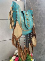 Sac à main en cuir véritable métallisé, style Banjara unique, sac bandoulière, sac à épaule en forme de feuille, sacs élégants indiens pour les soirées