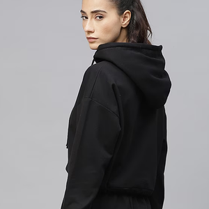 Nueva llegada 2025 mujeres 100% algodón peso pesado 400GSM gran tamaño gota hombro sin cuerdas pulóver Tops chándales de longitud corta - Product Image 6