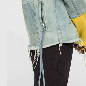 Nouvelle veste en denim dégradé automne-hiver sur mesure pour hommes, style américain délavé et vieilli, avec revers uni. - Product Image 5