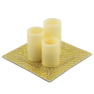 Nueva bandeja de velas de Metal de alta calidad elegante para el hogar Decoración de mesa uso en precio al por mayor bandeja de velas de Metal moderna - Product Image 1