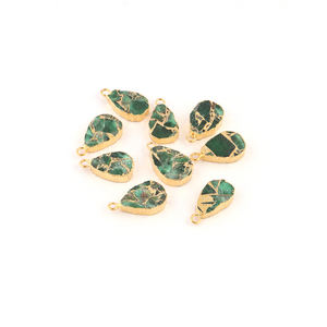 Mohave Emerald Cuivre Turquoise Connecteur Or Galvanoplastie Bordée Forme de poire 10x14mm Connecteur Simple Bail Findings Supplies - Product Image 2