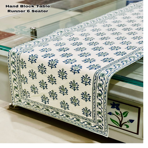 Ustom-caminos de mesa impresos con bloques de mano para hogar y hoteles, tela 100% de algodón para mesa de 6 plazas, estampado en color turquesa - Product Image 3