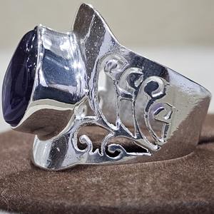 925 Sterling <b>Silver</b> Classic Teardrop <b>Ring</b> Unique Handmade Wedding <b>Ring</b> with Amethyst Gemstone Bezel Setting <b>Eternity</b> Vermeil - Product Image 5