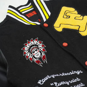 Chaqueta bomber de invierno con bordado de chenilla personalizada de alta calidad para hombre, ropa de calle, patrón de letras, talla grande, grosor fino en la parte delantera - Product Image 3