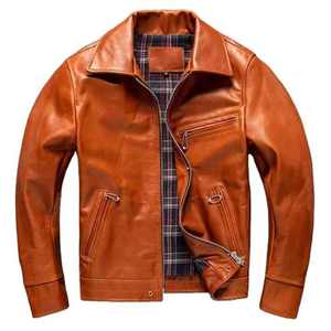 Chaqueta Bomber de Cuero Genuino para Hombre al por Mayor, Larga, de Lona, Impermeable, Transpirable, con Forro de Algodón, Color Personalizado, Estilo Motociclista - Product Image 1