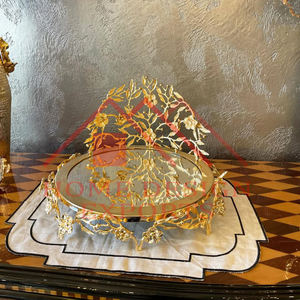 Gold Royal Design Metal Cake Stand with With <b>Mirror</b> Top Luxury Wedding Cake Display Cake - Product Image 1