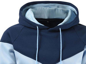 Sweat à capuche en molleton de poids moyen pour hommes, sweat à capuche décontracté à blocs de couleurs avec poches. - Product Image 4