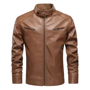 定制人造皮夹克最新设计外套男式PU皮大衣顶级摩托车夹克