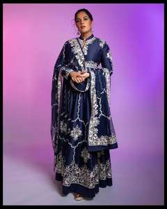 Ropa étnica india Nueva colección de diseñador Chinon Seda Hermosa pesada Bordado Vestido de trabajo con Dupatta Listo para usar Vestido - Product Image 4