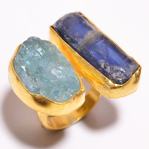 แหวนชุบทองสเตอร์ลิง925อัญมณีสีน้ำเงินเข้มธรรมชาติ925แหวนชุบทองสเตอริงผู้ส่งออกเครื่องประดับเงิน - Product Image 2