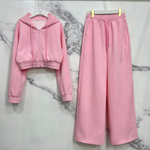 OEM personalizado de alta calidad de las mujeres chándal de algodón Casual Material de lana chándal conjuntos Jogging - Product Image 2