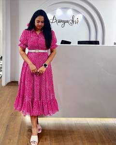 Bollywood Luxe Designer Georgette Maxi Elegante estampado geométrico Flowy Indo-Western Fashion con dobladillo con volantes - Product Image 3