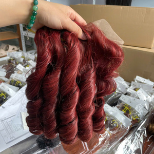 Extensions de cheveux humains de qualité supérieure, 100% vierges vietnamiennes, bouclées et rebondissantes, couleur bordeaux, super double drawn, directement de l'usine - Product Image 1