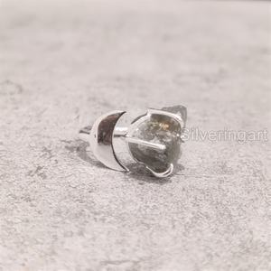 Joyería de piedra cruda para mujer, anillo de piedra preciosa labradorita en bruto Natural, piedra natal, banda dual, joyería de Navidad, anillo de Plata de Ley 925 - Product Image 4