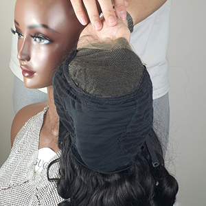 Perruques de cheveux humains de couleur naturelle de haute qualité Super Double dessiné vendeur de cheveux vietnamiens crus oeuf bouclé avec fermeture dentelle 5x5 - Product Image 6