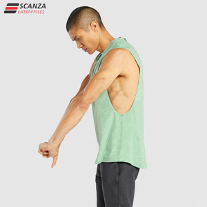 Débardeurs de sport légers pour hommes, vêtements de sport d'été décontractés, col rond, gilet découpé aux emmanchures, vente en gros de méthodes de tissage tricotées - Product Image 3