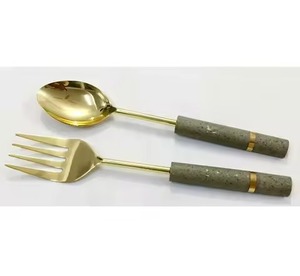 Serveur de salade en acier inoxydable de haute qualité avec poignée en corne cuillère à salade et fourchette ustensiles de service pour décor de Table Restaurant maison - Product Image 6