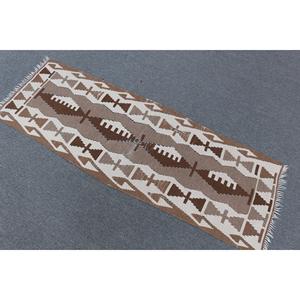 Vintage 1.7x5.2 ft Rug, Runner Turkish Rug, <b>Brown</b> Patchwork <b>Wool</b> Rug - Product Image 4