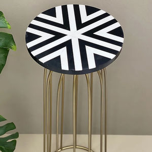 Elegante juego de mesa de metal con tapa de mármol para el hogar, hotel, sala de estar, mesa auxiliar, mesas de color dorado y negro, muebles laterales modernos - Product Image 1