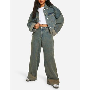 2025 hiver à la mode femme veste Denim à manches longues avec couleur unie respirant et teint uni sans capuche - Product Image 3