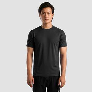 T-shirt Dry-X noir coupe classique en tissu tricoté 300 grammes, teint uni, compressé, coupe ample de designer, sérigraphie - Product Image 1