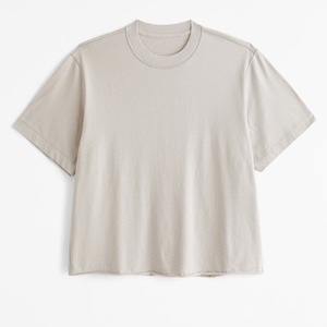 Vente en gros-T-shirts de luxe personnalisés T-shirt en coton pour homme Streetwear T-shirt surdimensionné côtelé à col rond et à épaules tombantes T-shirt lourd pour homme - Product Image 1