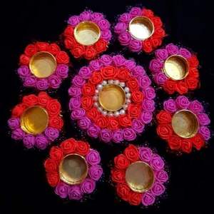 Elegant Pearl <b>Flower</b> Rangoli Mat for <b>Candle</b> Holders Multicolored Intricate Design for Father's Day Mother's Day Graduation - Product Image 3