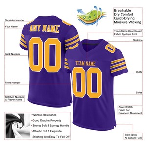 Custom Personalized Team <b>Name</b> Number Stitched Letter American Football Jersey Custom Breathable Quick Dry <b>Light</b> Weight Jersey - Product Image 2