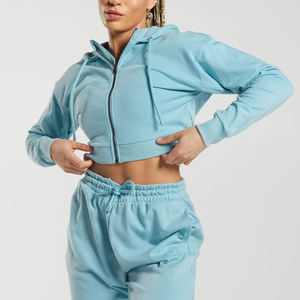 Sudadera con capucha y Top corto para mujer, sudaderas con capucha informales en blanco, Jersey holgado de manga larga, Sudadera con capucha recortada de gran tamaño para mujer - Product Image 4