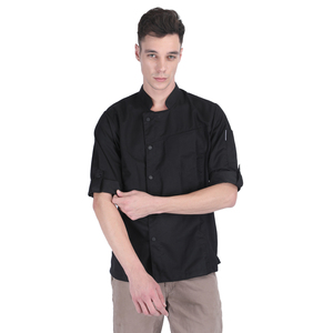 Veste de chef unisexe asymétrique à manches longues en maille latérale pour cuisine, hôtel, industrie alimentaire, utilisation pour les uniformes de restaurant et de bar - Product Image 2