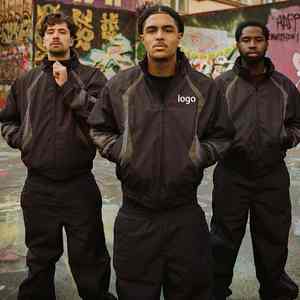 ชุดวอร์มวิ่งสองชิ้นขนาดใหญ่พิเศษ ผ้าไนลอนโพลีเอสเตอร์เนื้อยับ แจ็คเก็ตกันลมและกางเกงจ็อกเกอร์ ชุดวอร์มน้ำหนักเบา - Product Image 6