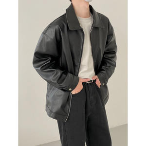 Chaquetas de hombre de cuero con cuello básico - Product Image 5