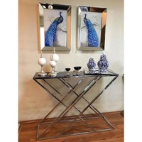 Table console en marbre noir royal victorien avec base géométrique en argent meubles d'entrée modernes