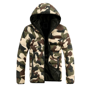 Men's Fashion Winter Quilted <b>Padded</b> Puffer <b>Jacket</b> <b>Waterproof</b> Windproof Hooded Stand Collar Breathable Custom Logo Camouflage - Product Image 1