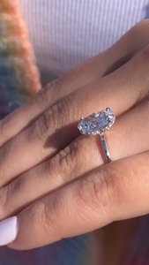 Anillo de compromiso de diamante de corte ovalado cultivado en laboratorio, Plata de Ley 925, certificado IGI, lujoso Halo y pavé, anillo de regalo para mujer - Product Image 5