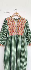 Robe midi en coton imprimé à la main, style bohème, décontractée, tunique d'été - Product Image 4