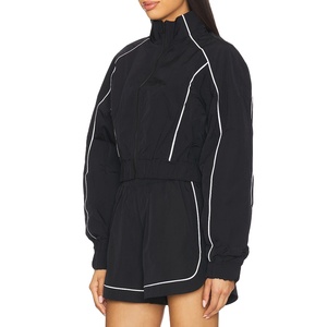 Conjuntos de Chándal Impermeables de Nailon y Poliéster Personalizados, Chaqueta Cortavientos con Logotipo Bordado Personalizado, Conjunto Resistente al Viento HS-2027 - Product Image 3